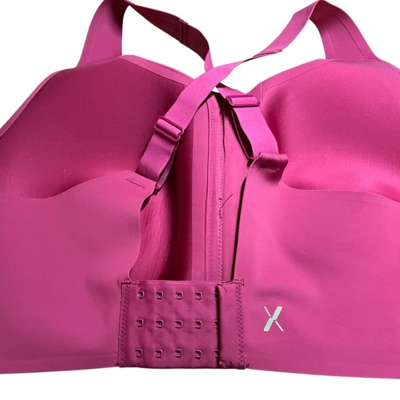 KNIX Fuschia Front Zip Catalyst Sports Bra Crossed Back Straps Lightly Padded 8+ - Picture 5 of 10